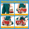 Jouet en Bois, Boite a Outils, Camion de Pompier Voiture Enfant, Montessori Jeux, 47 Pièces