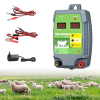 Dispositif de clôture électrique 2J 10 km Range de commande Energizer de clôture électrique étanche avec affichage LED 3 options d'alimentation pour les agriculteurs, les éleveurs