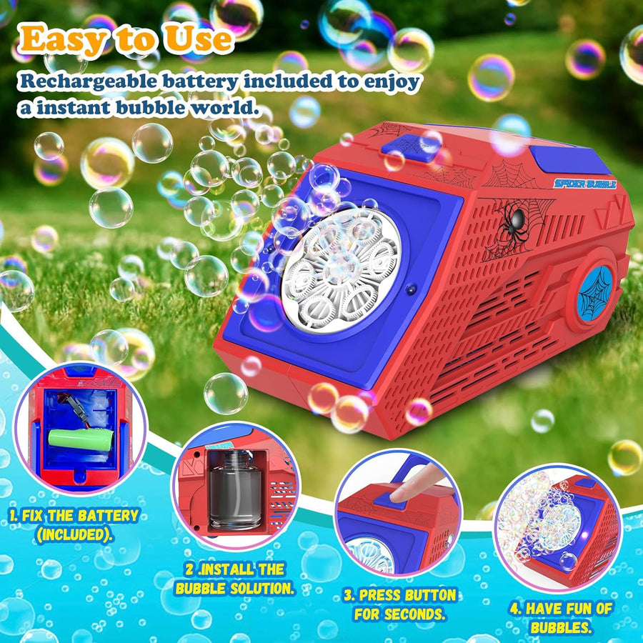 Machine à Bulles Automatique pour Enfants 10000+ Bulles par Minute, Machine à Bulles Portable Rechargeable avec 6 Grands Trous