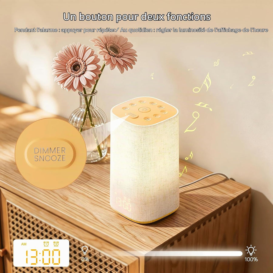 Réveil Simulateur d’Aube, Lampe de Chevet avec Horloge Numérique, 2 Réveils Réveil Lumineux, Lumière rouge 625 nm, 20 Sons Apaisants, Veilleuse 0–100% réglable pour Chambre et Chambre d'Enfant