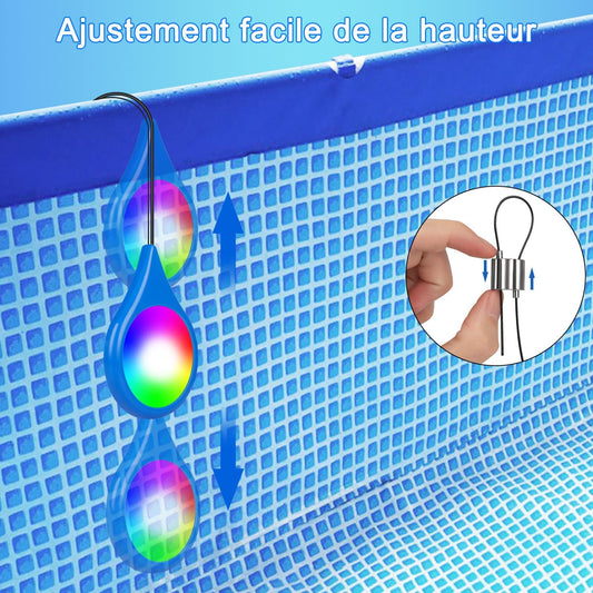 Eclairage Piscine LED 25W Lampe Piscine Etanche IP68 Minuterie Télécommande et APP Cable 11m