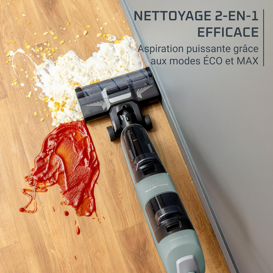Rowenta X-Clean2, Aspirateur Laveur sans Fil, Nettoyage 2-en-1, Modes ECO/Max, Léger, Nettoyage Le Long des Murs, Auto-Nettoyage, GZ2262E0
