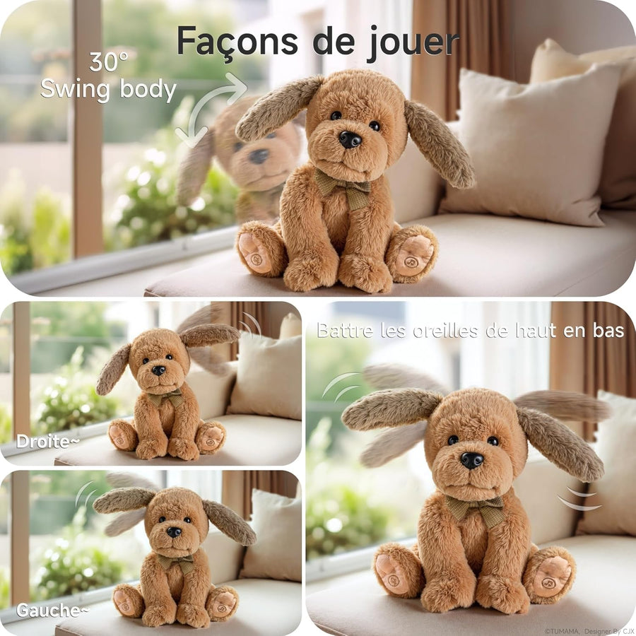 Jouet Peluche électronique Chien pour Enfants, électronique Doux Chien de Compagnie Chanteur d'oreilles, Répète ce Que tu dis Peluches et Animaux Interactifs