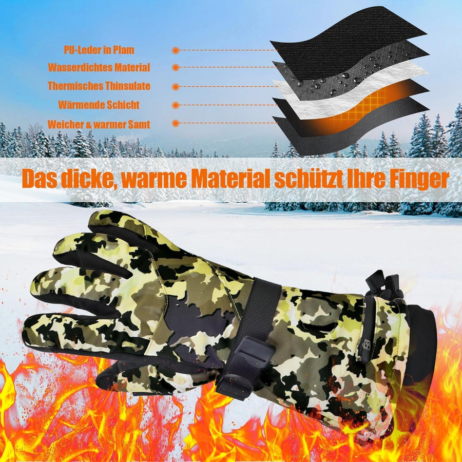 Gants Chauffants avec Batterie Rechargeable 7,4 V 22,2 WH,Chauffants 3 Niveaux De Températures, Électriques Gants Taille XL