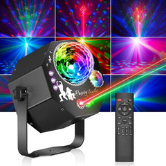 Jeux de Lumiere 4en1 pour Soiree avec Boule Disco, LED RGB Jeu de Lumiere Soiree DJ, Commande Vocale Stroboscope lumiere pour Fêtes Familiales, Boîtes De Nuit, Halloween, Noël
