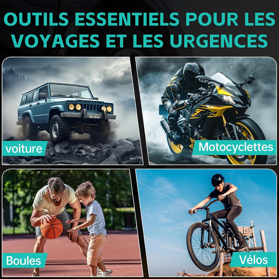 Gonfleur de pneus sans fil compresseur d'air portable pompe à pneus de voiture numérique DC 12V 150PSI pompe à air électrique