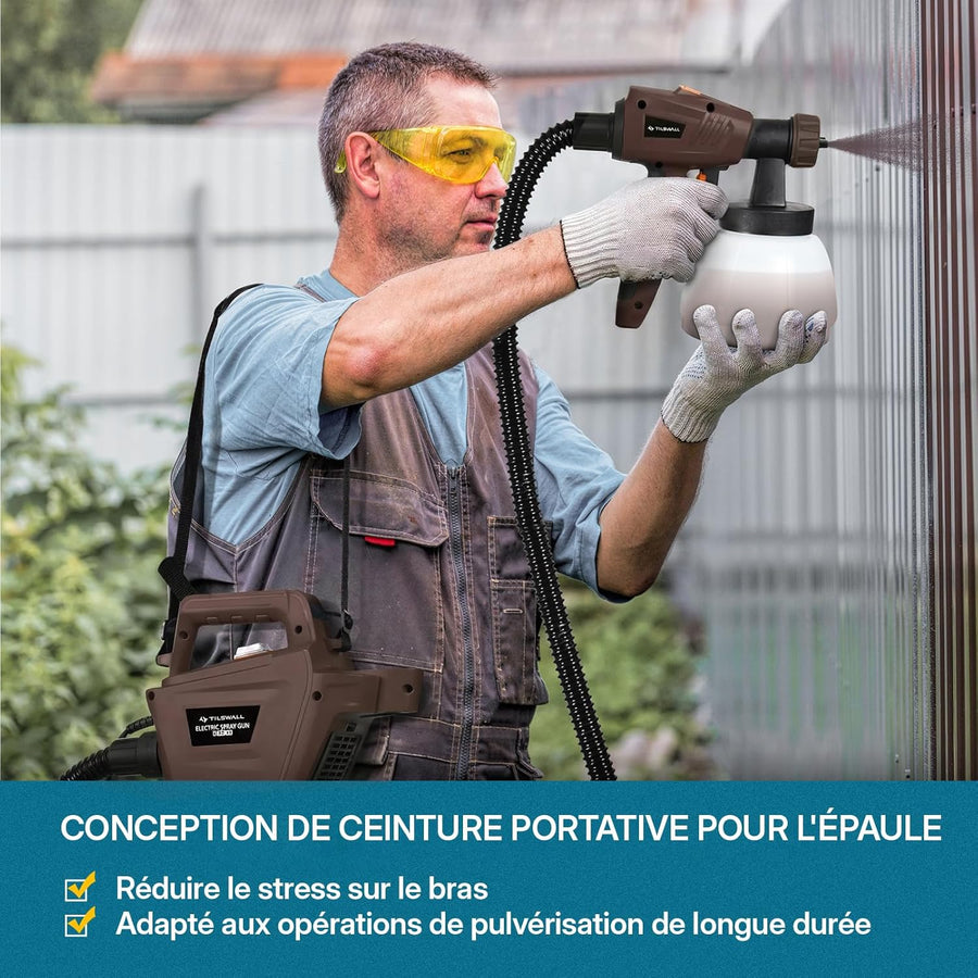 Pistolet à Peinture, 800W 1300ML Pistolet Peinture avec Récipient Amovible, 3 Buses et 3 Modes, Facile à Pulvériser et Nettoyer, Idéal pour Maison, Clôtures, Plafonds