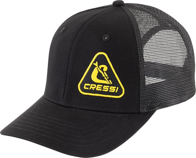 CRESSI Cap - Casquette avec Visière Sportive et Fonctionnelle, Noir/Jaune, Taille Unique Unisex