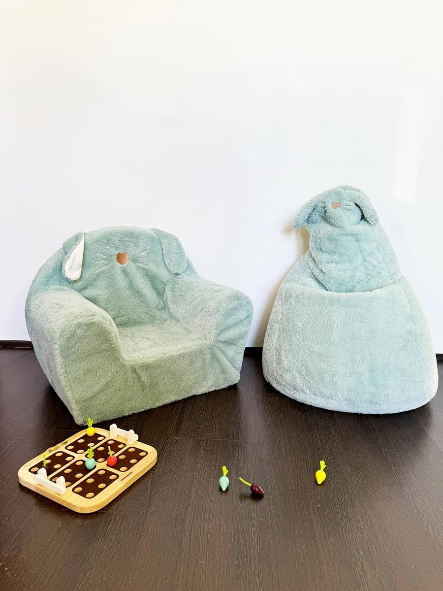 Pouf Poire Enfant Lapin – Glitter Vert – A partir de 2 Ans – Parfait pour Une Petite Pause – Design Original et Moderne – Léger – Facile à déplacer – Nettoyable