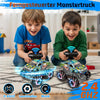 Monster truck télécommandé avec pneus lumineux et musique, 2,4 GHz, rotation à 360 °, camion Monster Truck 1/20 avec 2 batteries 50 min d'autonomie