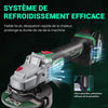 Meuleuse d'angle Sans fil Sans balai 20V, Ø125mm, incl. Batterie 4.0Ah & Chargeur Rapide, 8500 tr/min Meuleuse d'angle avec Capot à Fermeture Rapide, 6 Disques pour Tronçonner