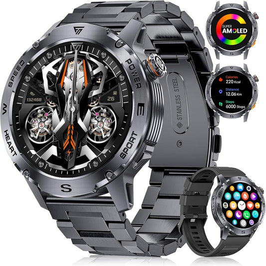 Montre Connectée Bluetooth Ecran 1,43 Pouces Montre Intelligente Etanche IP68 Mode Sportif