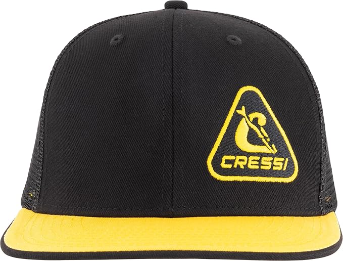 CRESSI Cap - Casquette avec Visière Sportive et Fonctionnelle, Noir/Jaune, Taille Unique Unisex