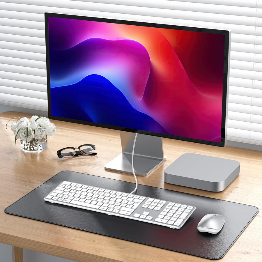 Clavier Filaire pour Mac, Câble de Clavier avec Double Port (Type C/USB), AZERTY Français pavé Numérique, Compatible avec Apple Mac Pro/Mini, MacBook Air/Neo, iMac Pro, Argent