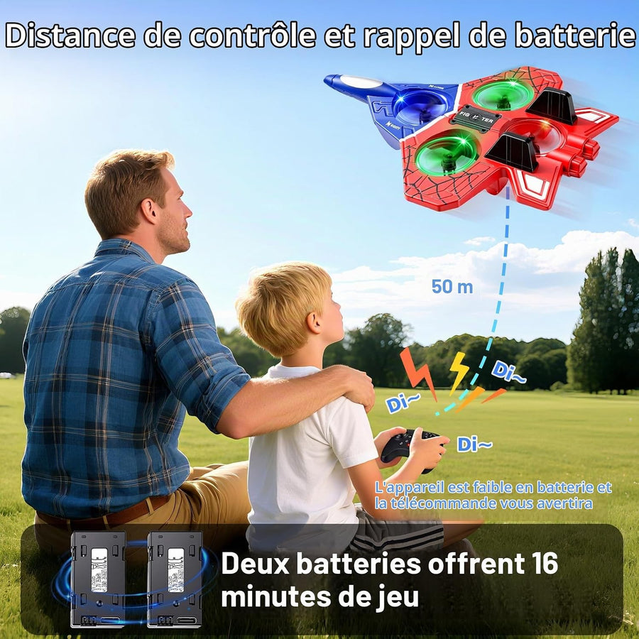 Drone Avion RC Rouge en Mousse pour Enfants, flottement Auto, lumières LED Flips 3D, 2 piles incluses, quadricoptère léger sécurisé, maniable pour garçons, filles et pilotes débutants