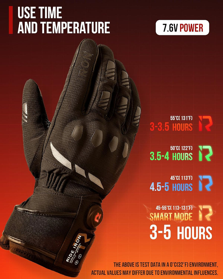 Gants Moto Chauffants, CE Niveau 1 KP, Écran Tactile Chauffage jusqu'au bout des doigts, 3 niveaux, mode intelligent, batterie rechargeable 7,4 V, imperméables, modèle : MG7502H