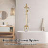 Colonne de Douche Rétro, 3 Fonction Ensemble de Douche, 8in/20cm Rond Système de Douche Antique, Porcelaine Bleue et Blanche, Robinet de Baignoire de Rotation à 90°, Réglable en Hauteur