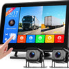 Caméra de Recul 2 Caméras avec Android Mirror LInk, 7 Pouces Moniteur 2 Écran Divisé IP68 Étanche, Vision Nocturne, Loop Video/Ligne Inversée