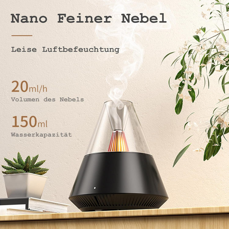 Diffuseur Huiles Sssentielles Humidificateur Portable Brume Froide Effet Lumière Chaude Télécommande Capacité 150ml NOIR