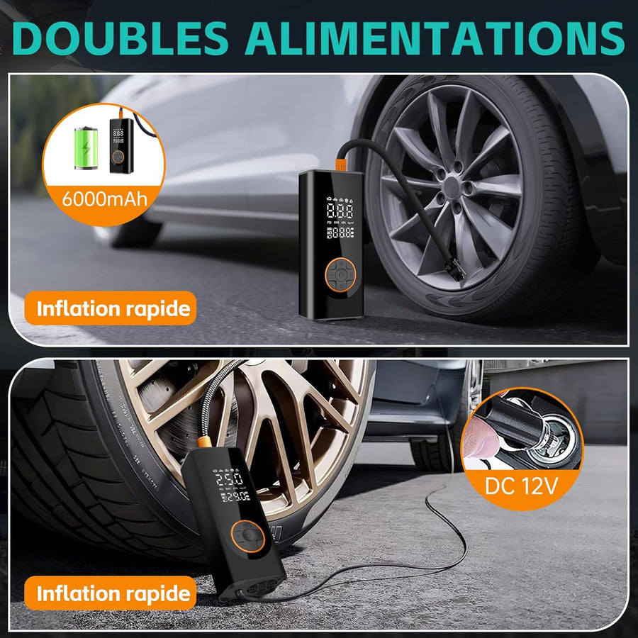 Gonfleur de pneus sans fil compresseur d'air portable pompe à pneus de voiture numérique DC 12V 150PSI pompe à air électrique