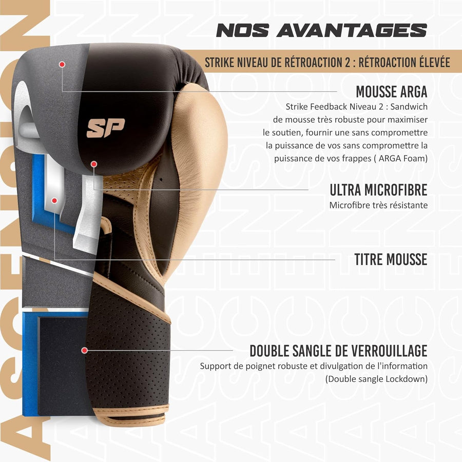 Gants de Boxe 16oz en Cuir Microfibre | Confort Supérieur, Absorption des Chocs & Ajustement Ergonomique | Idéal pour Les Athlètes Avancés
