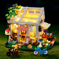 Jeux Ensemble Construction Maison Fleurs avec lumière LED, 776 Pièces Jouet Construction Maison avec Fleurs Plantes Chat, Jouets de Construction