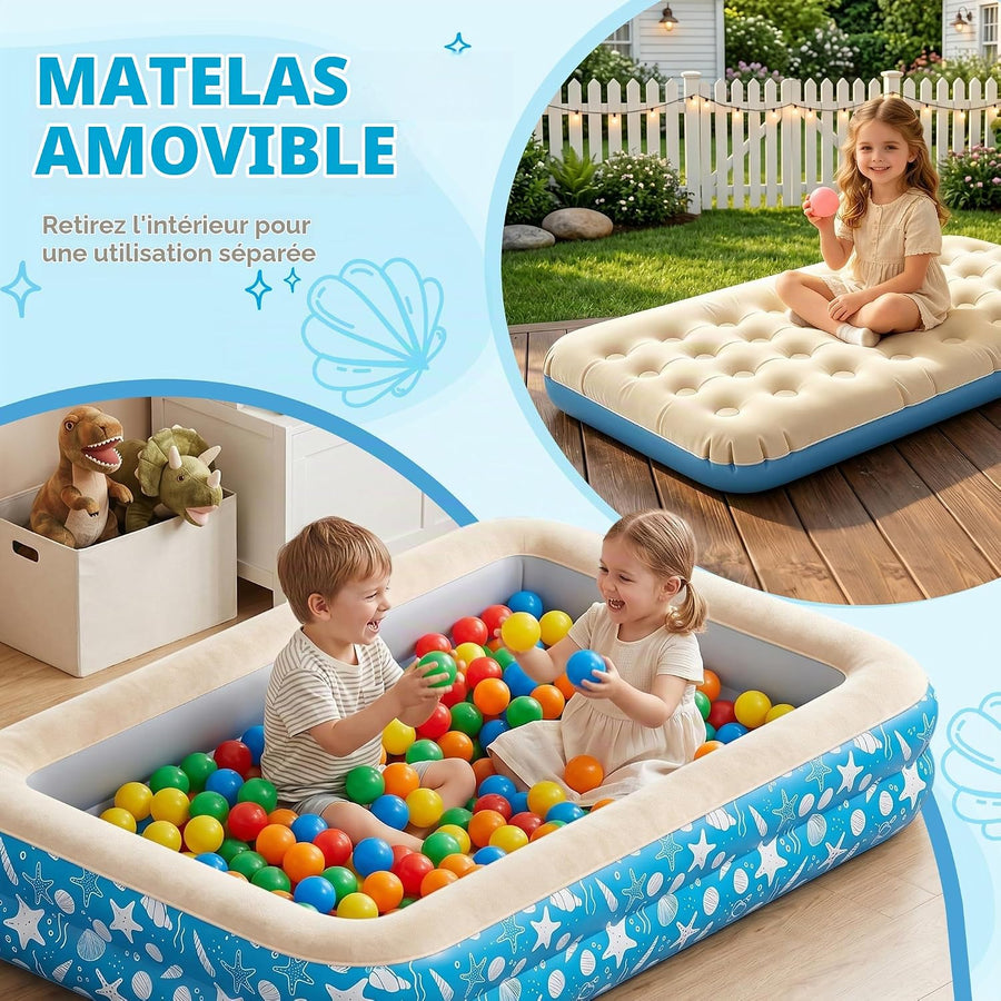 Matelas Gonflable Enfant, Lit Gonflable, 158×99×25 cm Lit Gonflable Enfant avec Barrières de Sécurité, Lit de Voyage, Surface Floculée,Lit Gonflable pour Maison,Sans Pompe Fournie