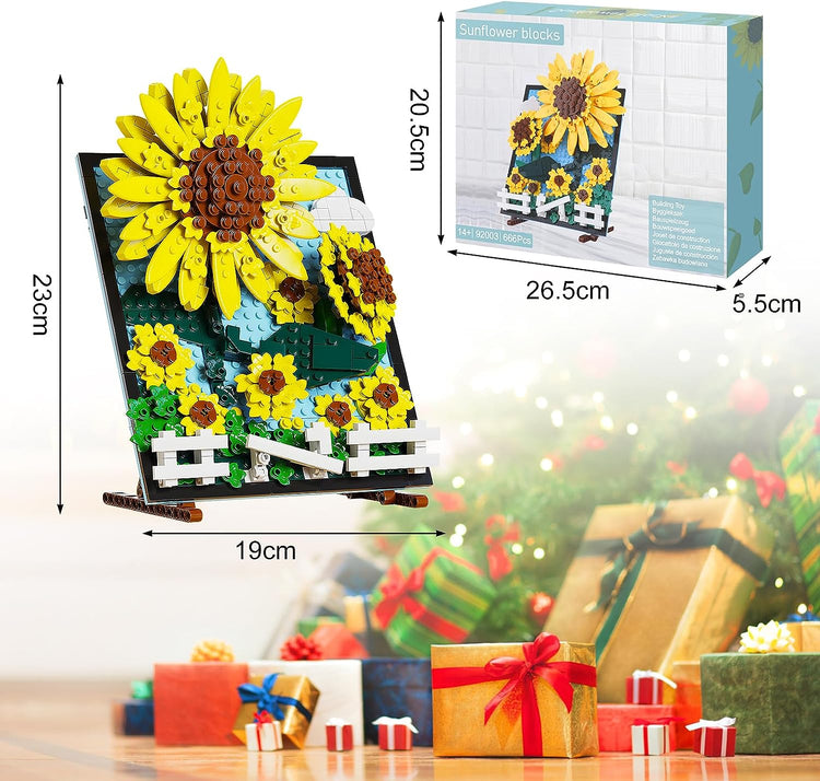 Jouets Brique de Construction Cadre Fleur Tournesol 666 Pièces 23x19cm Jeux Décoration Maison