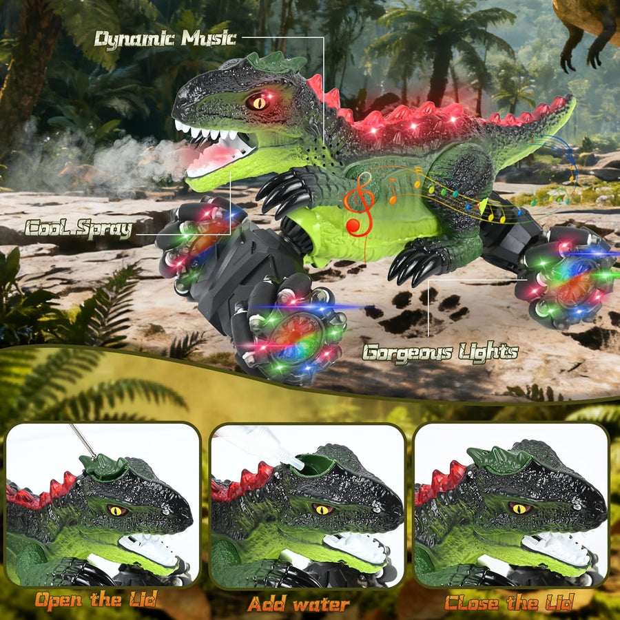 Voiture Telecommandé Enfant, Dinosaure Jouet Voiture, 360° Rotation Dinosaure Télécommandé Monster Truck, RC Stunt Car avec Lumière et Musique