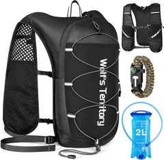 Gilet de course, pour homme et femme, ultra léger, respirant et réglable, avec bandes réfléchissantes, bouteille d'eau de 2 l et brassard de sport