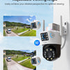 Caméra Surveillance WiFi avec Double Objectif 2MP+2MP, Caméra Motorisée Extérieure, 360° Vue Détection Humaine/Véhicule, Audio Bidirectionnel, Sirène Alarme, Vision Nocturne en Couleur