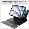 Clavier pour iPad Air 11" M2/M3 & Air 5/4 gén & Pro 11" (2018-2022,1/2/3/4 gén) avec Pavé Tactile à Surface complète, Protection du Stylet et de l’Objectif pour Travail Voyages AZERTY