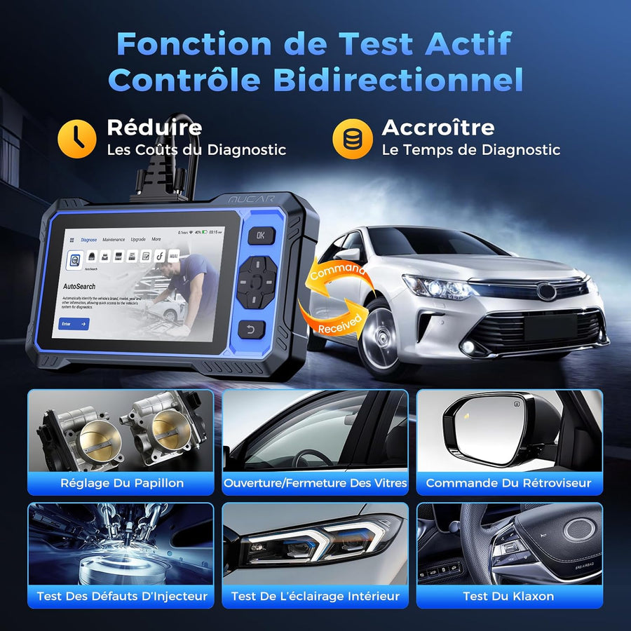 mucar 682 Valise Diagnostic Auto, AI Intelligent, Système Complet,20 Réinit Assistant AI,Diagnostic Complet du Système,20 Réinitialisations,Bi-directionnel,Guide V.A.G,CANFD & DOIP & FCA, Gratuit à Vie