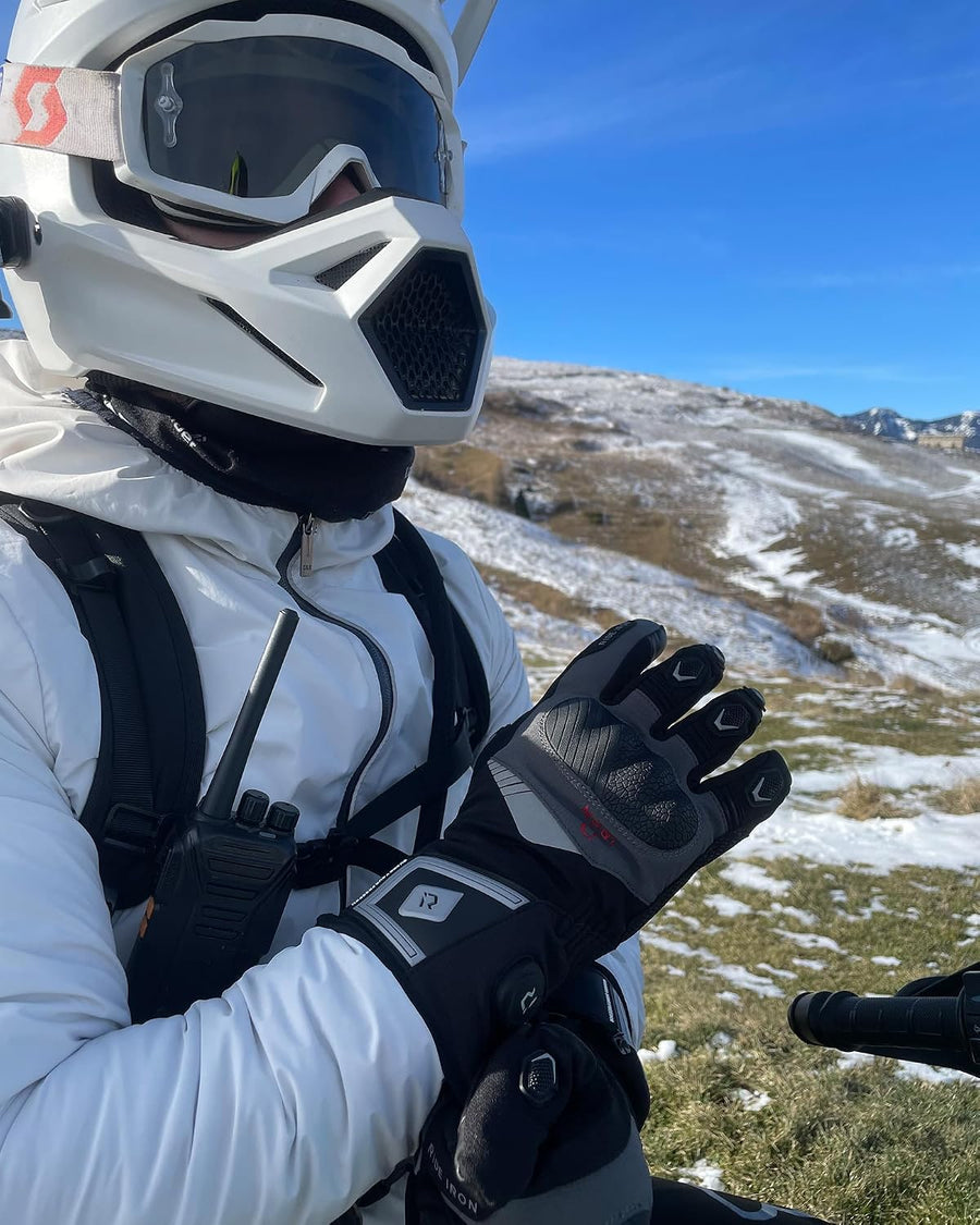 Gants Moto Chauffants Taille L, CE Niveau 1 KP, Écran Tactile Chauffage jusqu'au bout des doigts, 3 niveaux, mode intelligent, batterie rechargeable 7,4 V, imperméables, modèle : MG7501H