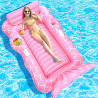 Matelas Gonflable Piscine 2 Personnes, Bouee Piscine Adulte, Hamac d'eau Gonflable, Lit de Bronzage Gonflable, Longue Gonflable pour Piscine, Fauteuil Gonflable ROSE