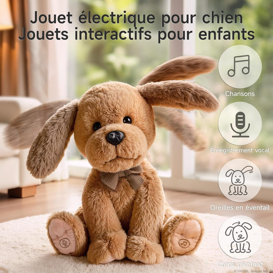 Jouet Peluche électronique Chien pour Enfants, électronique Doux Chien de Compagnie Chanteur d'oreilles, Répète ce Que tu dis Peluches et Animaux Interactifs