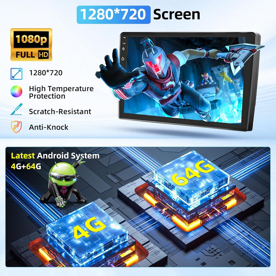 Autoradio 4G+64G pour Fiat Egea 2015 - 2020 Wireless Carplay&Android Auto, 9'' IPS Touch Screen Radio Voiture avec Bluetooth 5.0/GPS/Caméra de recul/FM/WiFi/SWC