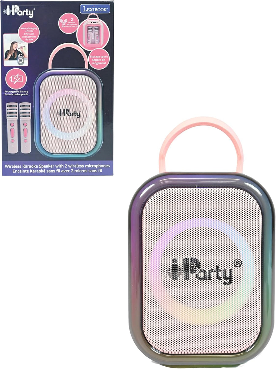 Lexibook, Enceinte Karaoké sans Fil avec 2 Micros, Rose