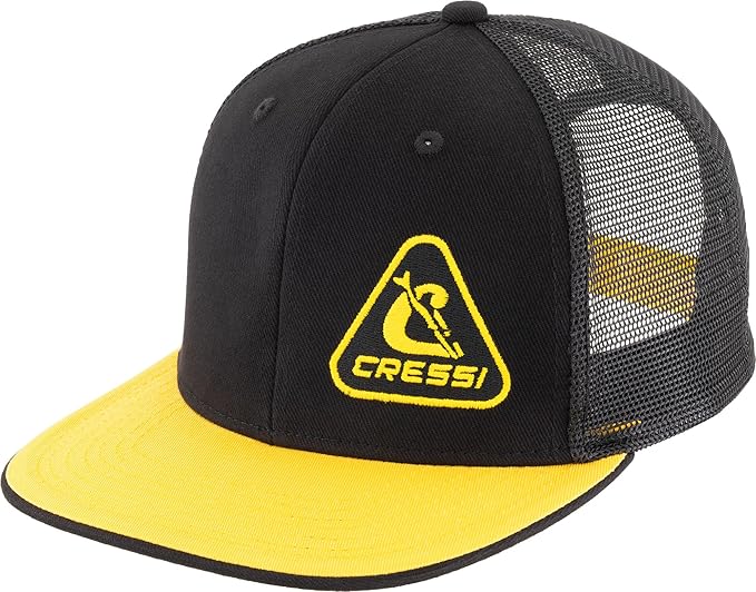 CRESSI Cap - Casquette avec Visière Sportive et Fonctionnelle, Noir/Jaune, Taille Unique Unisex