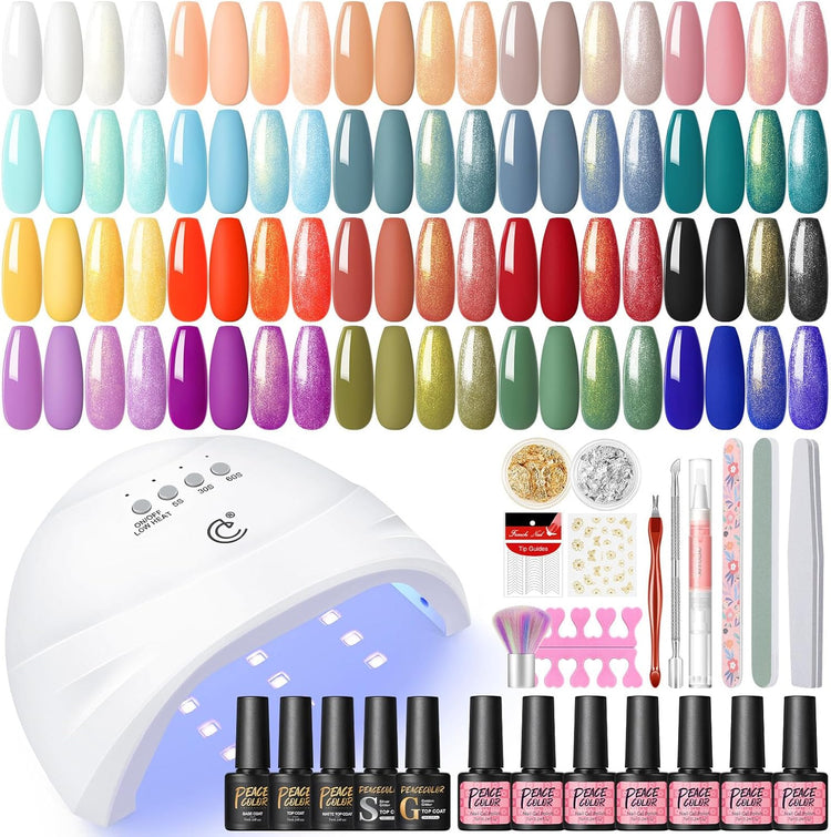 Kit Vernis Semi Permanent Complet 20 Couleurs Lampe UV 36W Ongles Gel Base Top Coat Manucure Outils Accessoires