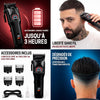 Kit : tondeuse miroir 360 LED 3 voies pour coiffeur Kit : miroir de barbier à trois voies + tondeuse professionnelle sans fil avec autonomie de 3 heures, 4 protections