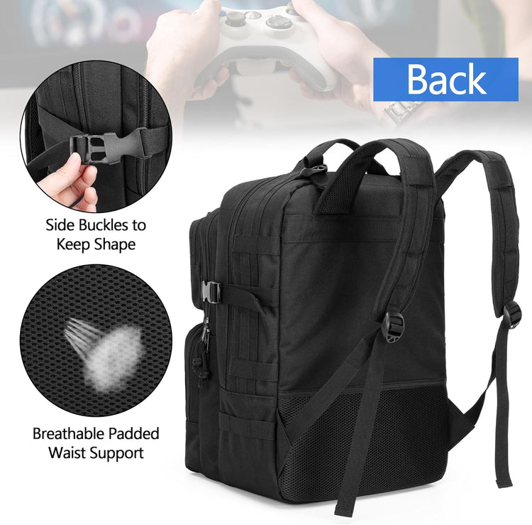 Sac à Dos de Jeu Tactique Compatible avec Console PS5/PS5 Slim/PS4, Sac de Rangement pour Ordinateur Portable 15,6", Moniteur Portable, Manette, Casque et Autres Accessoires de Jeu