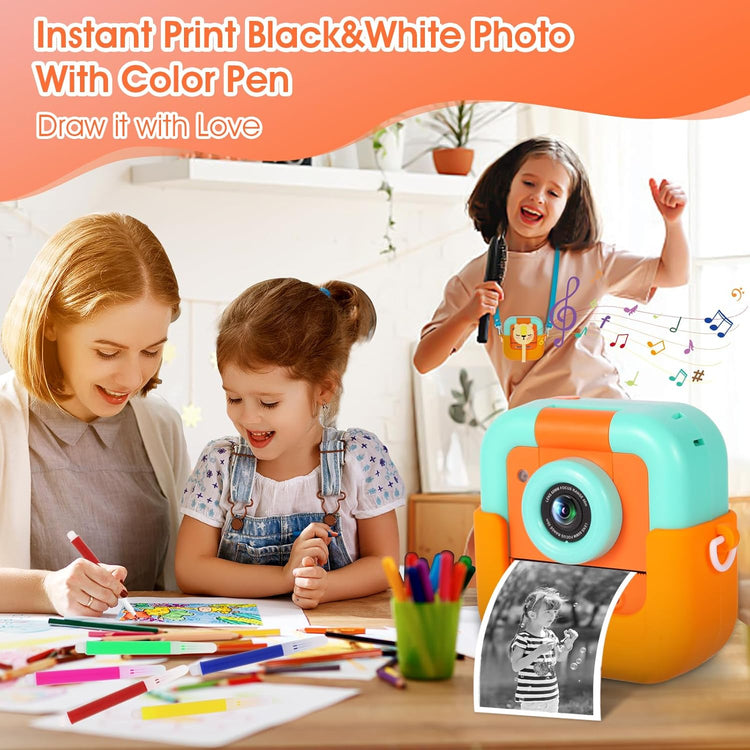 Appareil Photo Enfant Polaroid Rechargeable Ecran LCD 2.4" Vidéo HD Carte SD 32Go LION