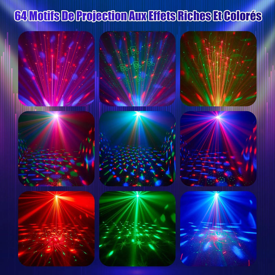 Jeux de Lumiere 4en1 pour Soiree avec Boule Disco, LED RGB Jeu de Lumiere Soiree DJ, Commande Vocale Stroboscope lumiere pour Fêtes Familiales, Boîtes De Nuit, Halloween, Noël