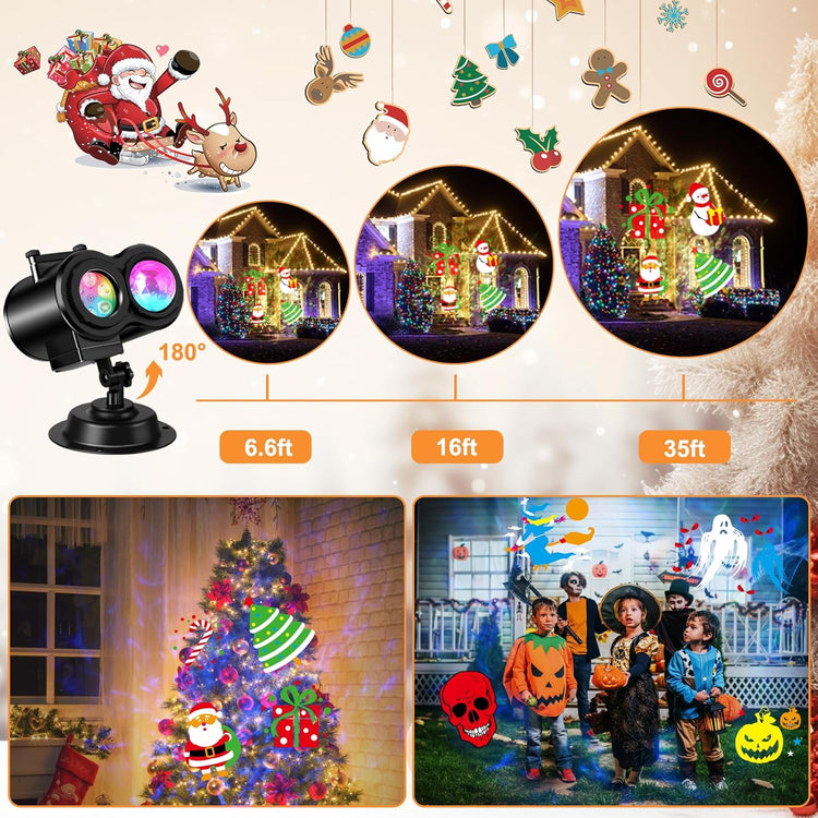 Projecteur LED Lampe de Projection 24 Motif Noël Halloween Télécommande