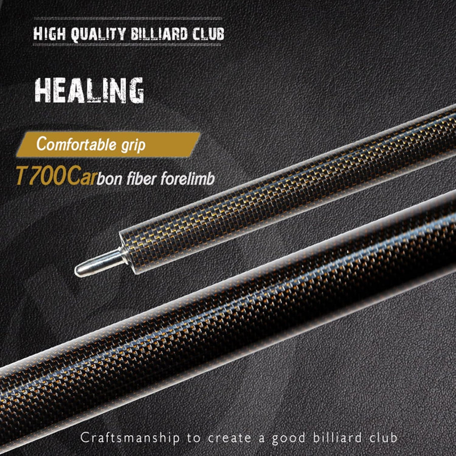 Queue de billard en fibre de carbone de 58 pouces, structure 1/2, connecteur à 3 dents, pointe de 12,4 mm, 540-567 g, convient pour les joueurs de billard professionnels