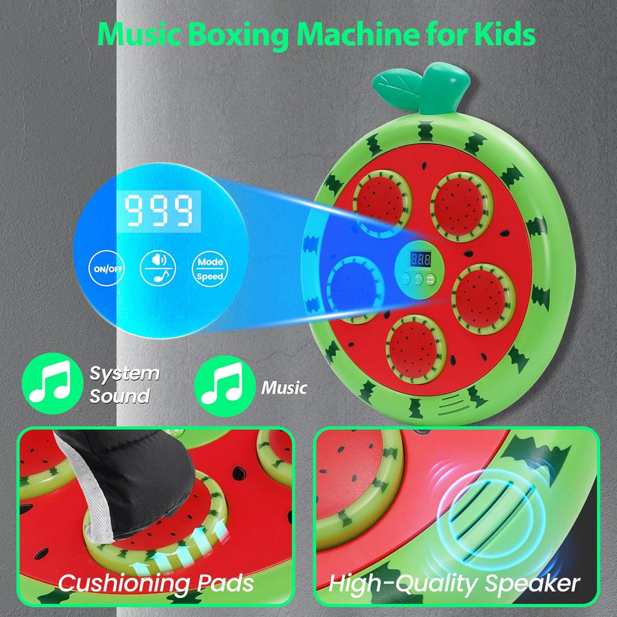 Machine de Boxe Musicale, Music Boxing Machine avec Gants de Boxe Enfant, 3 Modes de Vitesse Boxe Mural Musique pour la Maison