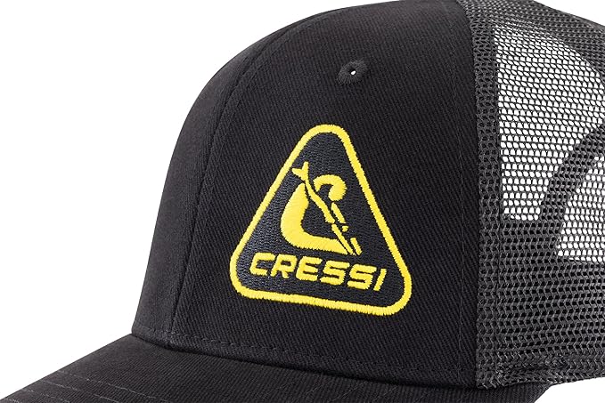 CRESSI Cap - Casquette avec Visière Sportive et Fonctionnelle, Noir/Jaune, Taille Unique Unisex