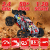 Monster Truck Voiture Télécommandée 1:20, 2,4 GHz 2WD Voiture Ttélécommandée Tout Terrain avec Éclairage de Carrosserie/Double Coque, High Speed Buggy RC Jouet