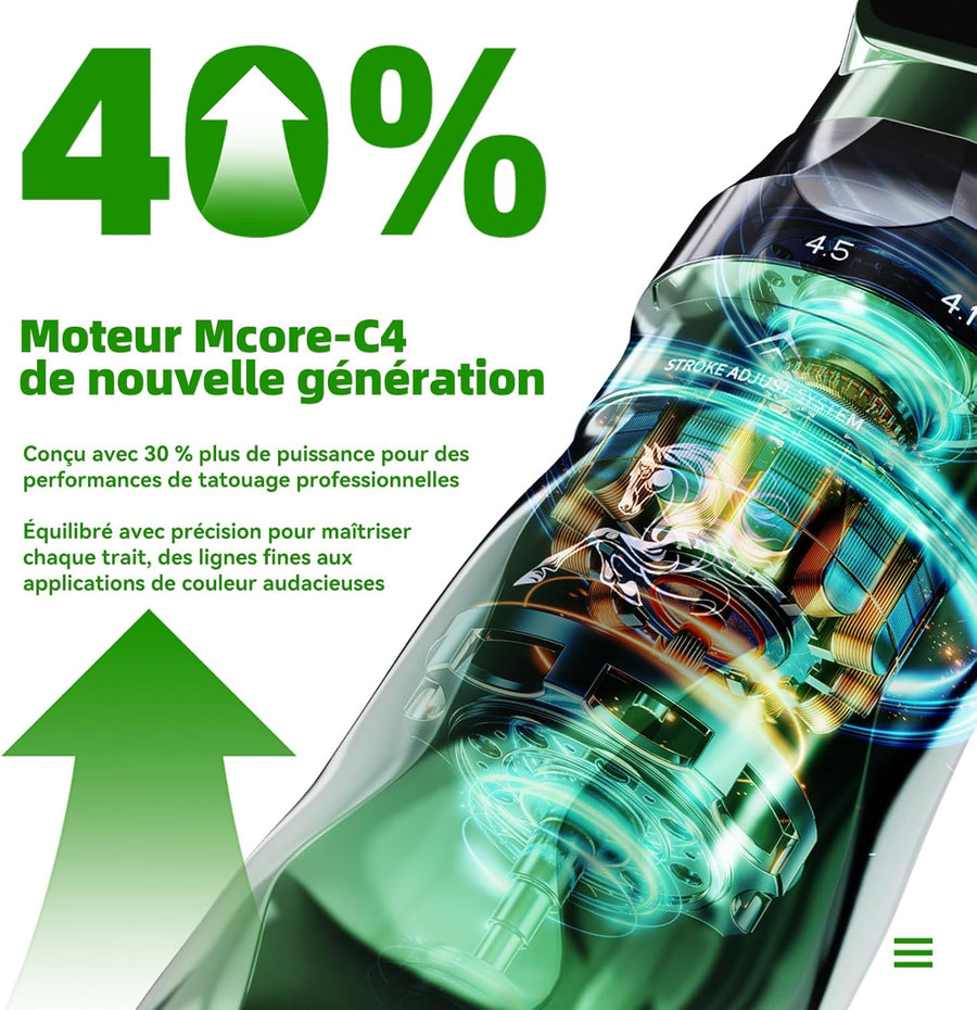 Machine à Tatouer Stylo Fold Pro Year of the Horse Edition Sans Fil Moteur par Mcore-C4,2.5-4.5mm 7 Courses Réglable pour Lignage, Ombrage, Travail de Tatouage